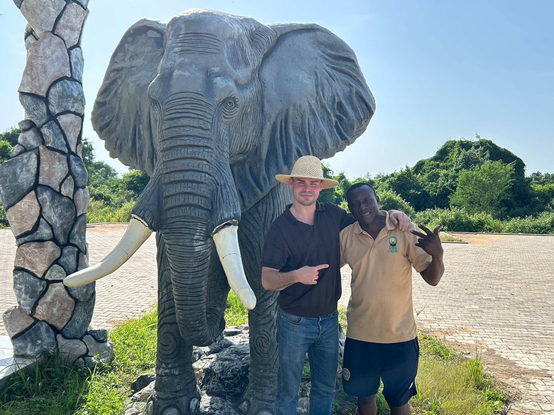 Entrance to the park — Tom and a guest